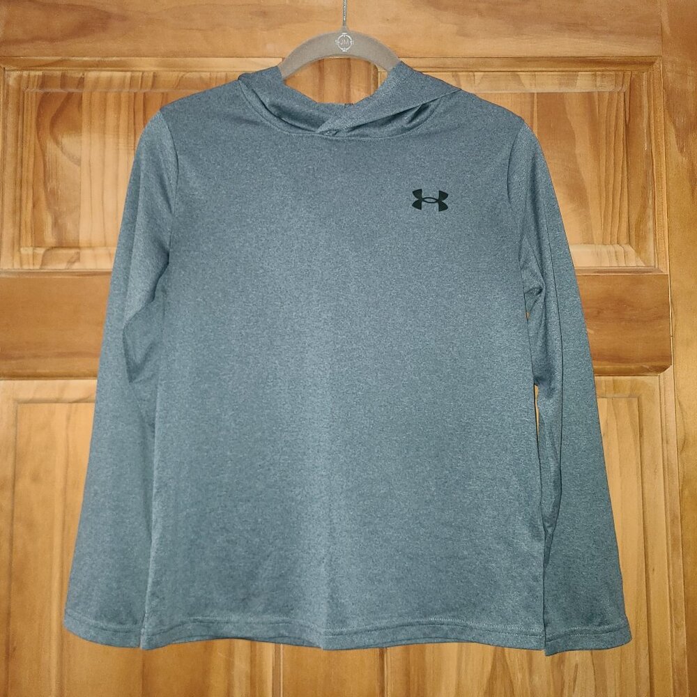 Boys Gray Under Armour Long Sleeve Hooded Pullover - Picture 1 of 2